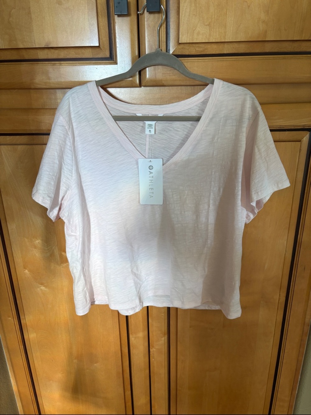 Athleta Pale Blush V-Neck Short Sleeve Tee